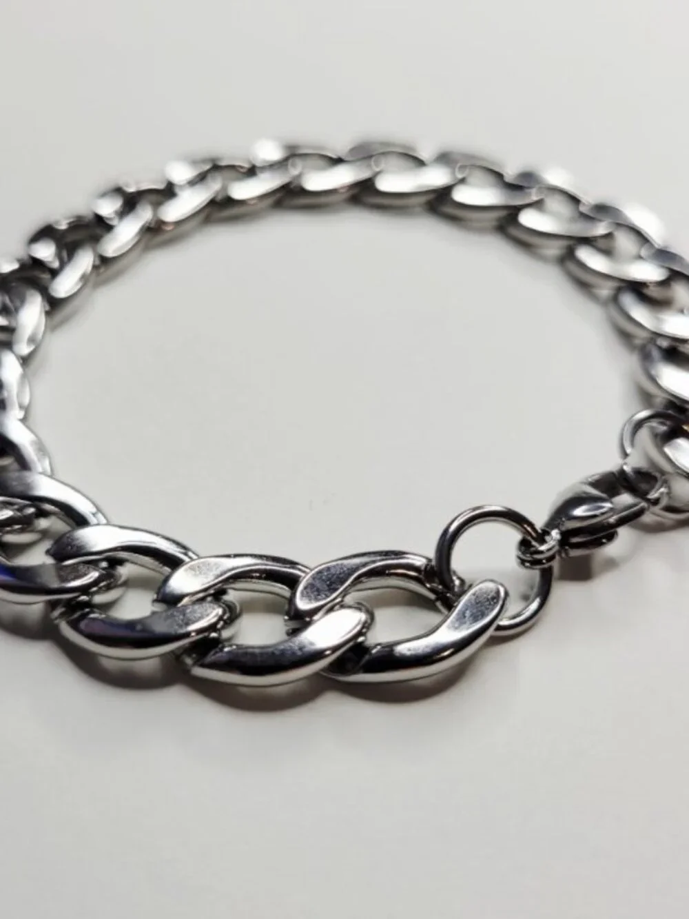 NWT Mens 12mm Shiny Stainless Steel Cuban Link Bracelet Lobster Clasp – 8 in